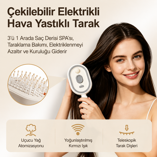 Lumora® Electric Spray Air Cushion Massage Comb - Self-Cleaning, Anti-Tangle, Essential Oil Spray Feature Hair Care Comb