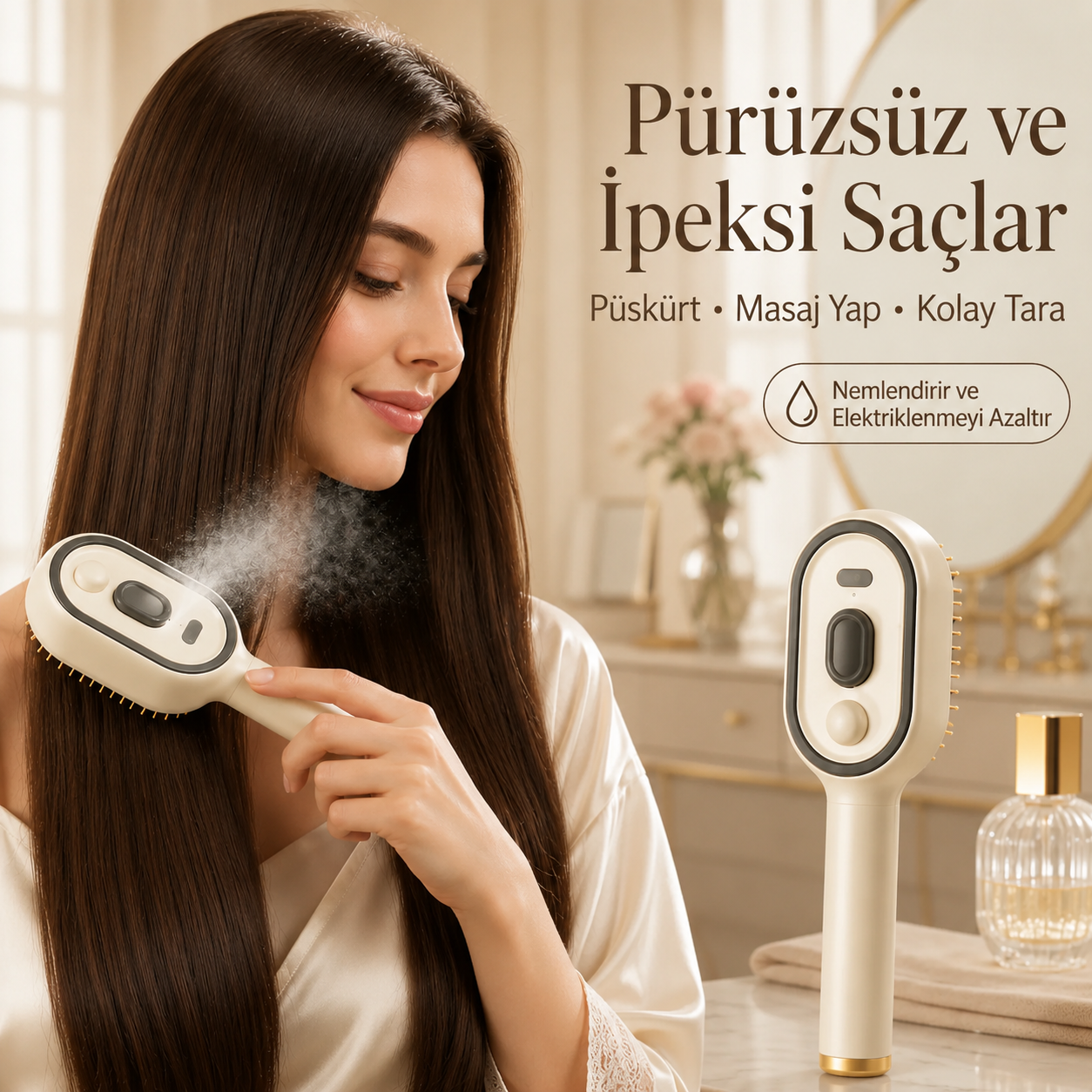 Lumora® Electric Spray Air Cushion Massage Comb - Self-Cleaning, Anti-Tangle, Essential Oil Spray Feature Hair Care Comb
